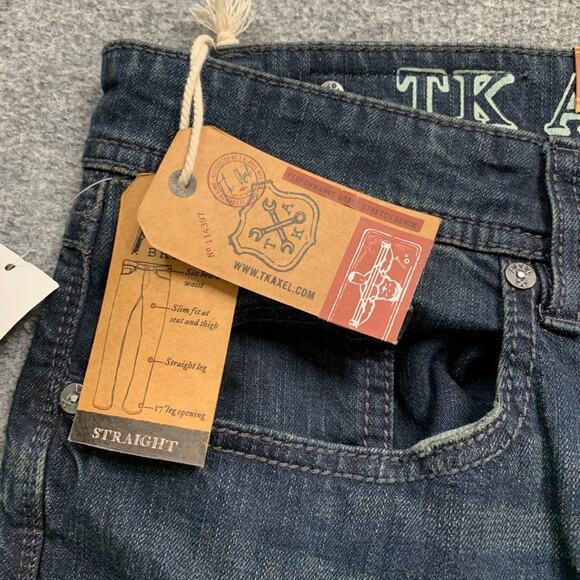 Axel Jeans Mens 38 Blue Stretch Straight Leg Dark Addison 17" Leg Opening - Picture 3 of 13